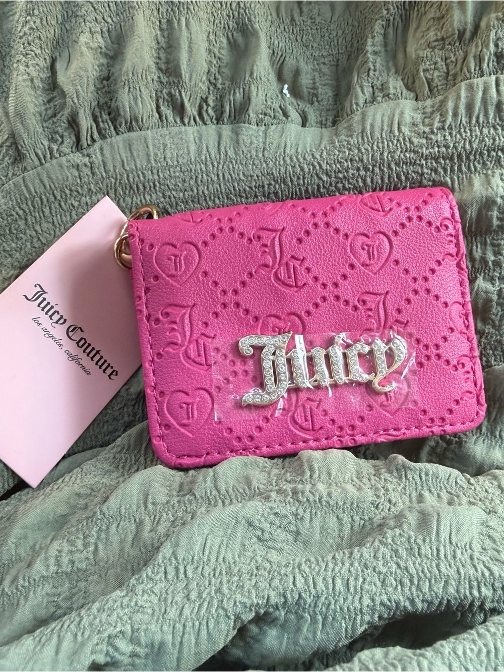 Juicy Couture Hot Pink Embossed Logo Card Wallet